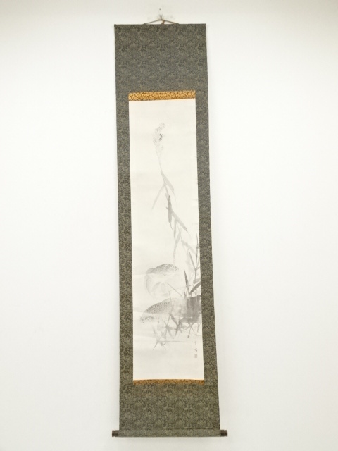 JAPANESE HANGING SCROLL / HAND PAINTED / CARP 